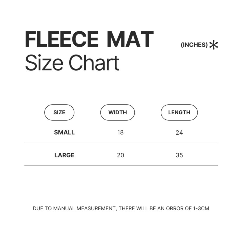 Fleece Mat Size Chart - Jurassic World Merch